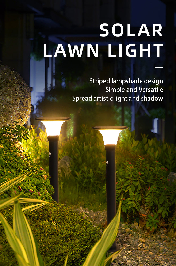 LumaStria – UFO-Style Solar Lawn Light (80cm, Dual-Color, Striped Design)