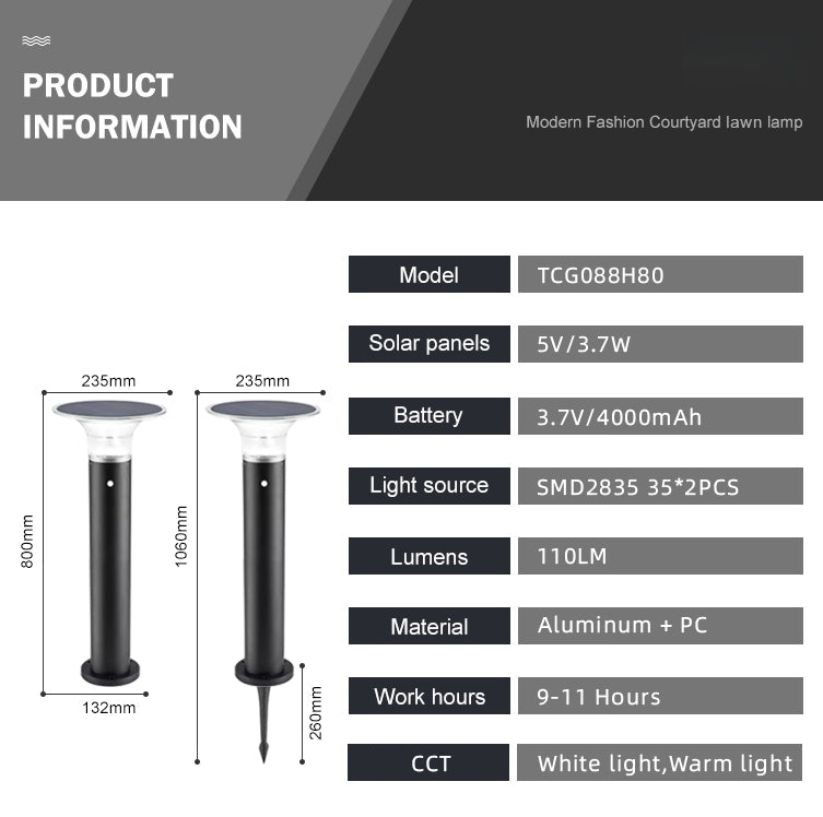 LumaHourglass – Solar Lawn Light (60cm / 80cm, Dual Light) TC-G088