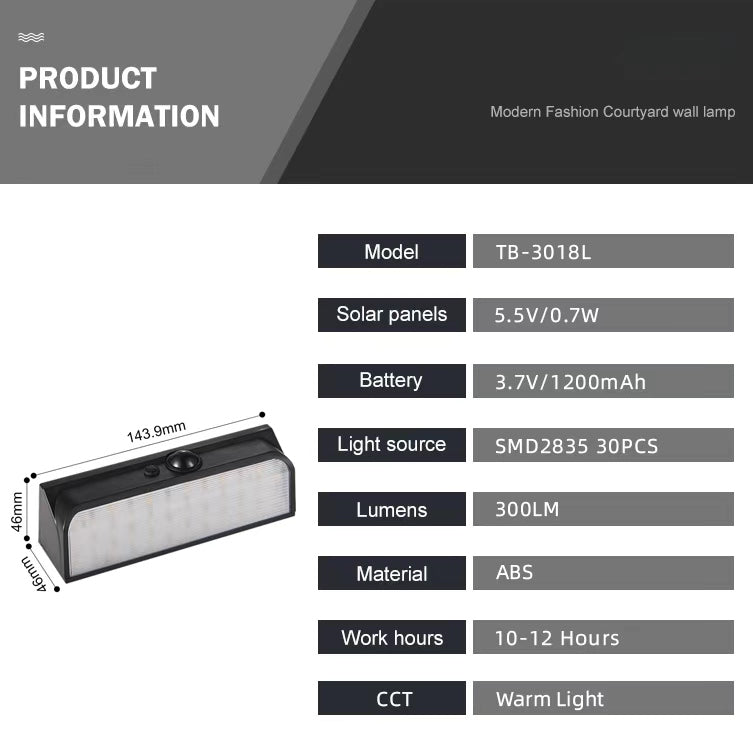 LumaMoon – Solar Motion Sensor Linked Wall Light (💰 Buy More, Save More) TB-3018L