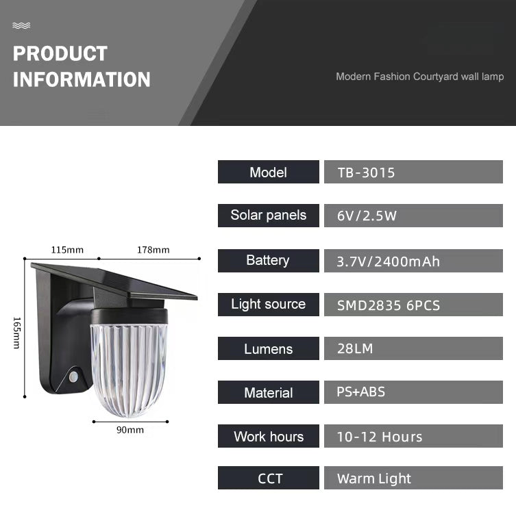 LumaCup – Solar Wall Light  (💡 Buy 2 pieces and save!) TB-3015