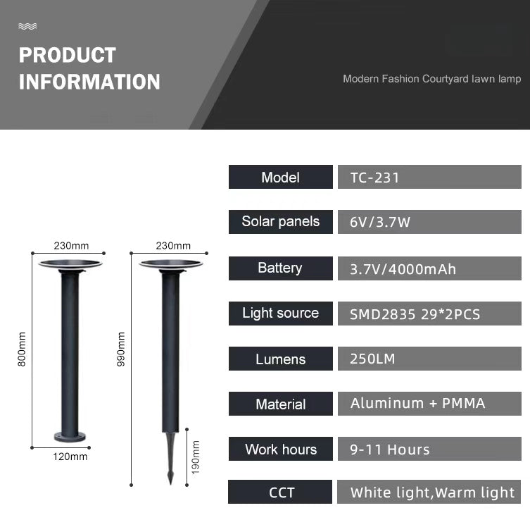 LumaUFO – Solar Lawn Light (80cm, Dual Color &amp; Motion Sensor) TC-231