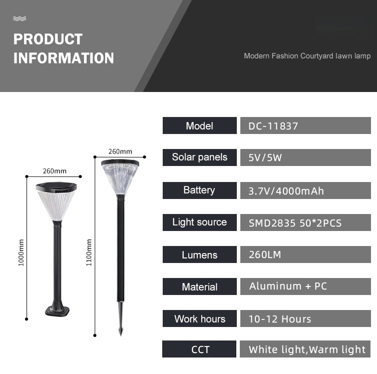 SolarWay LumaDiamond  –  Crystal Solar Lawn Light Durable Aluminium Dual-Color