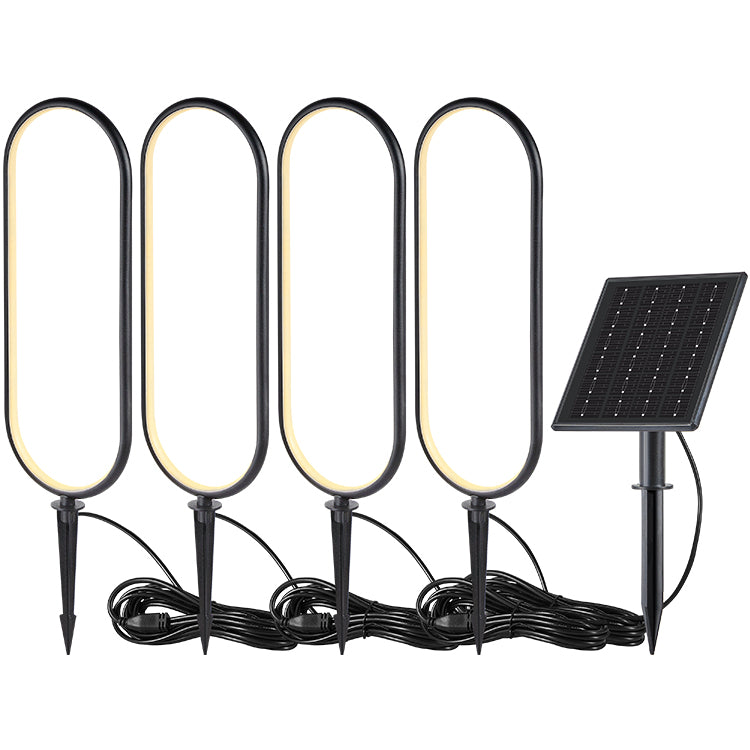 LumaOval – Streamlined Aluminum Solar Light (4 Oval Rings on One Line) DC0586W