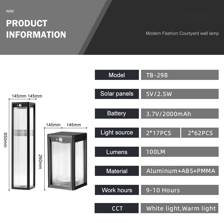 StripeGlow Rectangle Solar Wall Light TB-298