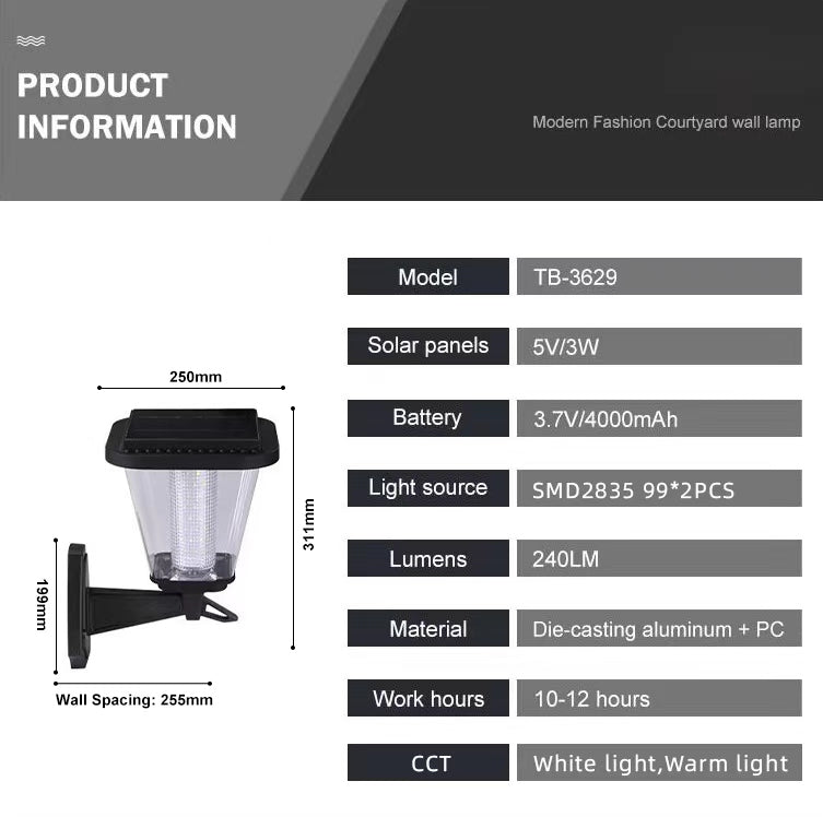 LanternGlow Solar Wall Light TB-3629