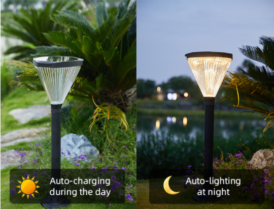 SolarWay LumaDiamond  –  Crystal Solar Lawn Light Durable Aluminium Dual-Color