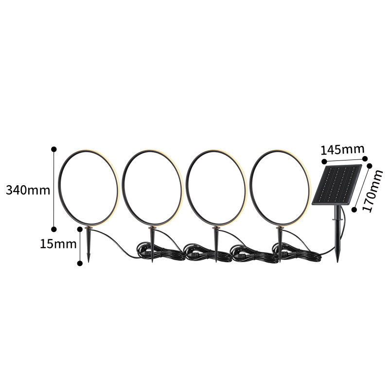 LumaRing – Streamlined Aluminum Solar Light (4 Circular Rings on One Line) DC0588W