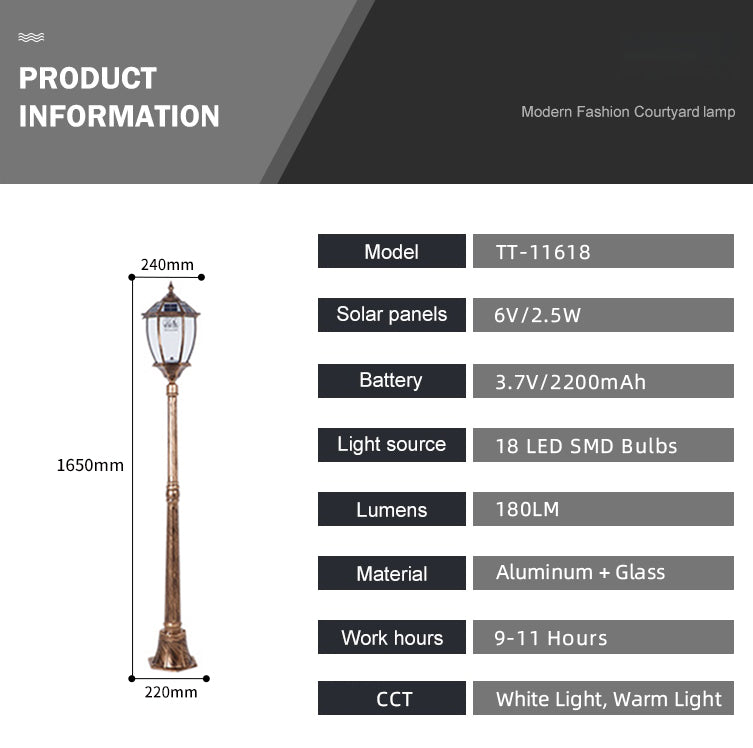 SolarWay Copperwick  – Solar Post Light Bronze Finish 165cm (Pole Sold Separately)