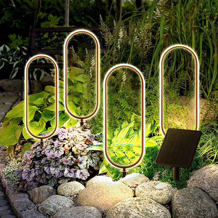LumaOval – Streamlined Aluminum Solar Light (4 Oval Rings on One Line) DC0586W