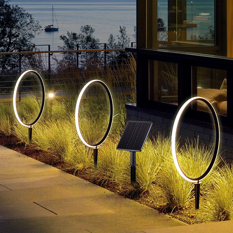 LumaRing – Streamlined Aluminum Solar Light (4 Circular Rings on One Line) DC0588W