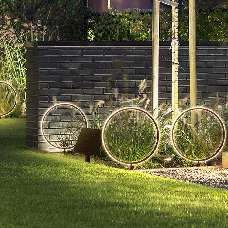 LumaRing – Streamlined Aluminum Solar Light (4 Circular Rings on One Line) DC0588W
