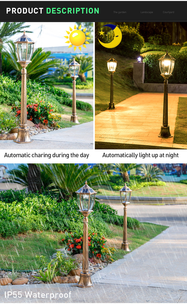 SolarWay Copperwick  – Solar Post Light Bronze Finish 165cm (Pole Sold Separately)